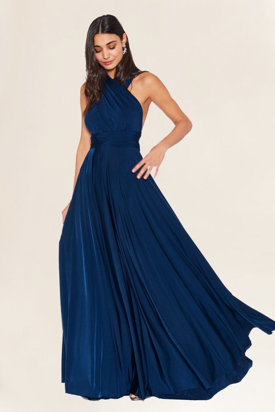 Twobirds Navy Convertible Gown Formal Dress Halter Twist Adjustible - S
